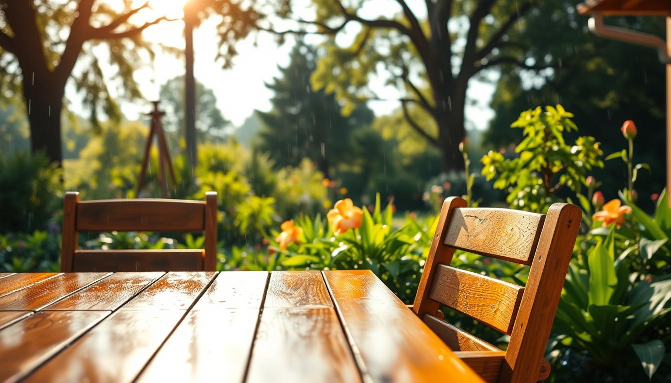 Gartenmöbel aus Holz richtig pflegen: Schutz vor Sonne und Regen