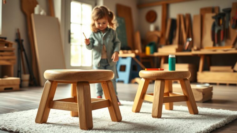 Holzhocker für Kinder selber bauen: kompakte Anleitung aus Massivholz